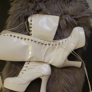 Pleaser white knee high platform boots size 9?